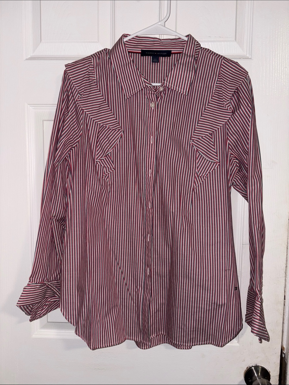 Tommy Hilfiger Red & White Striped Button-Down Shirt